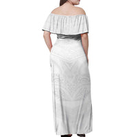 Tonga White Sunday Off Shoulder Maxi Dress Tongan Tribal Heritage Tattoos - Polynesian Pride