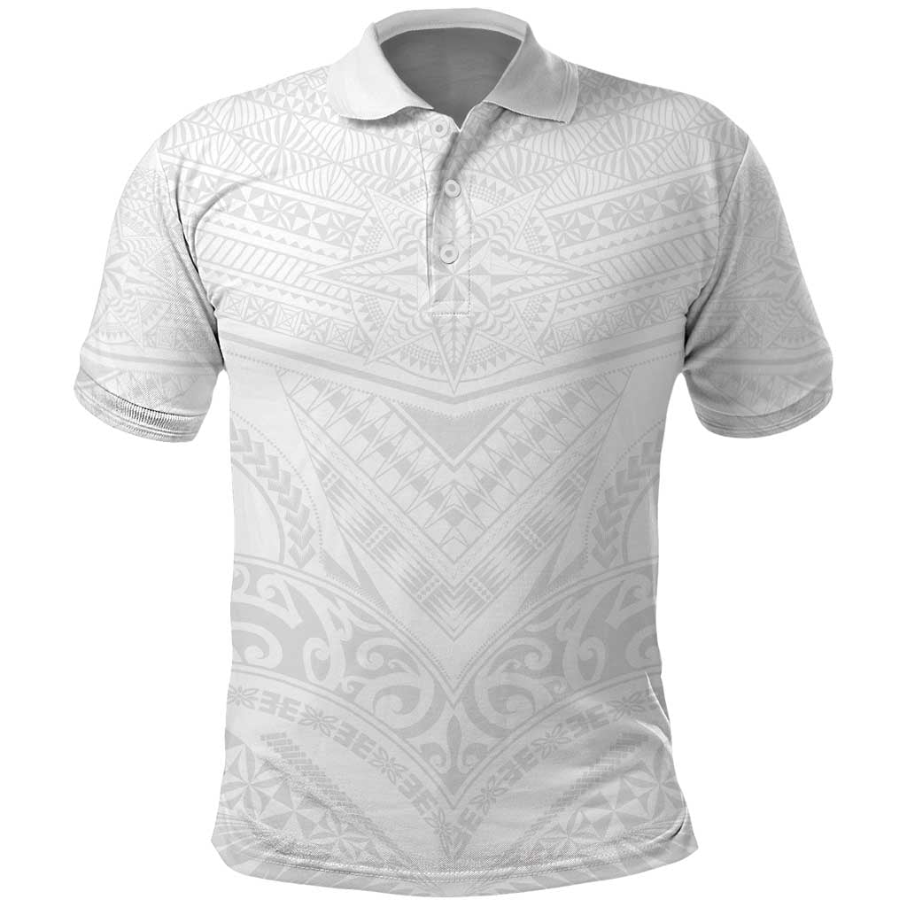 Tonga White Sunday Polo Shirt Tongan Tribal Heritage Tattoos - Polynesian Pride