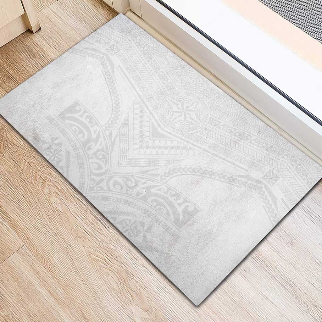 Tonga White Sunday Rubber Doormat Tongan Tribal Heritage Tattoos - Polynesian Pride