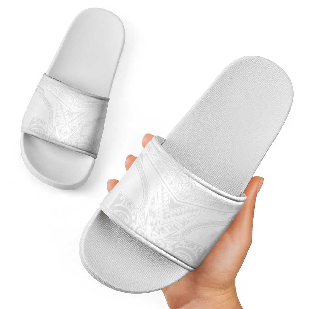 Tonga White Sunday Slide Sandals Tongan Tribal Heritage Tattoos - Polynesian Pride