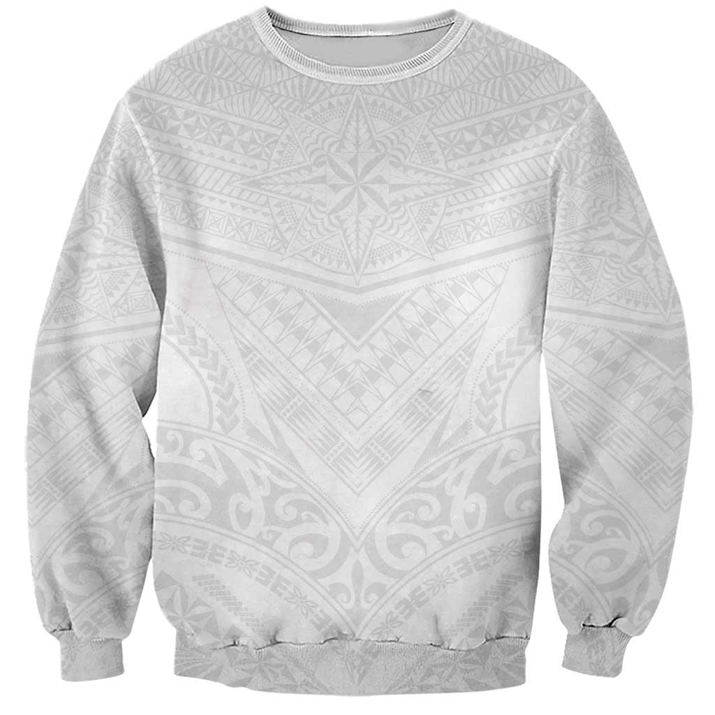 Tonga White Sunday Sweatshirt Tongan Tribal Heritage Tattoos - Polynesian Pride