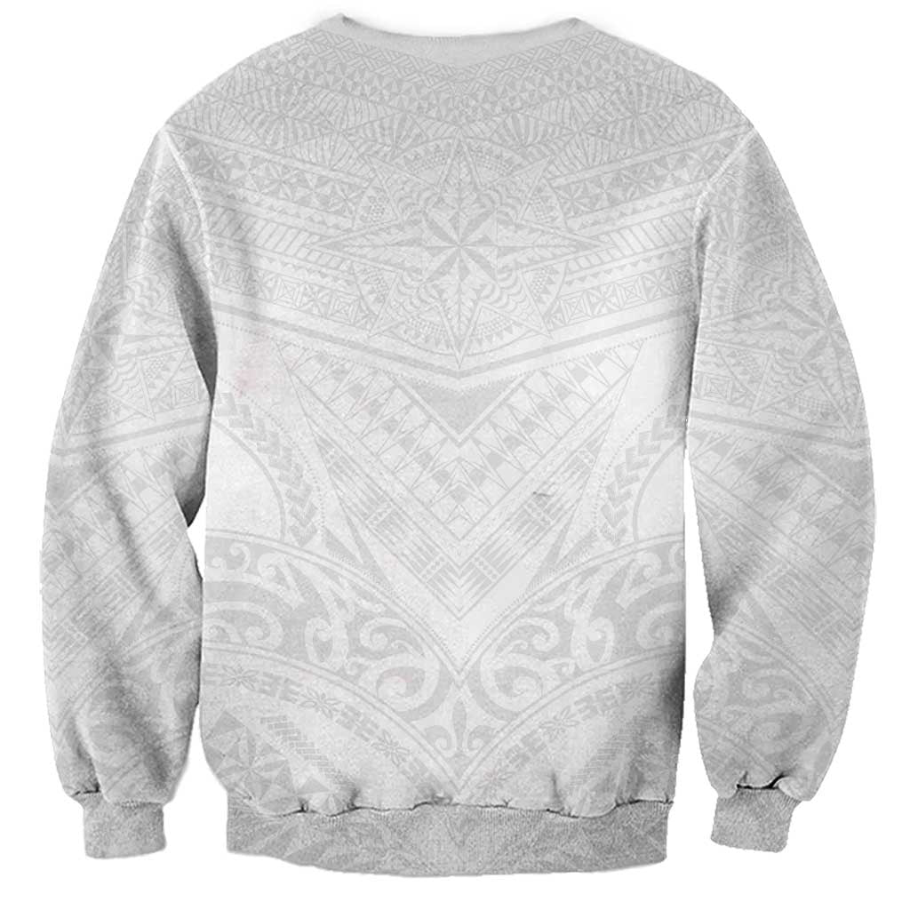 Tonga White Sunday Sweatshirt Tongan Tribal Heritage Tattoos - Polynesian Pride