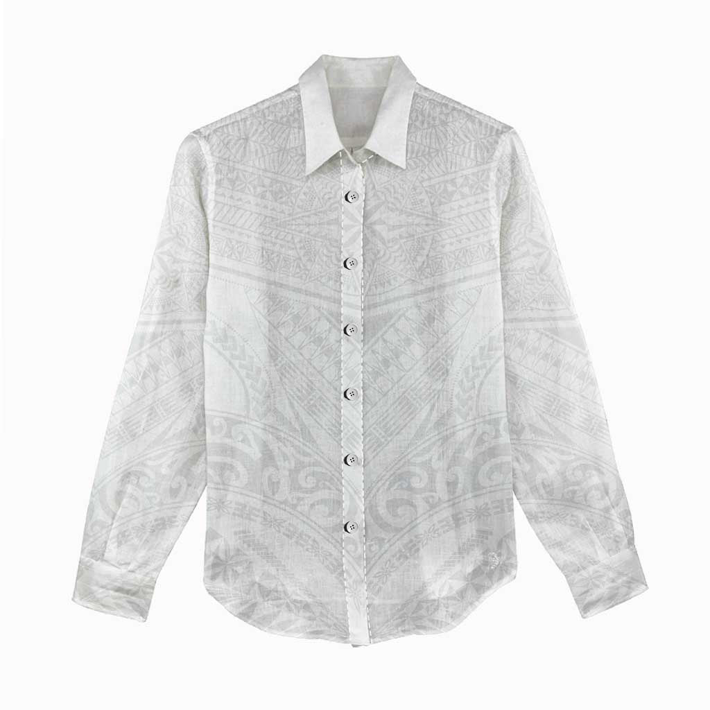 Tonga White Sunday Women Casual Shirt Tongan Tribal Heritage Tattoos - Polynesian Pride