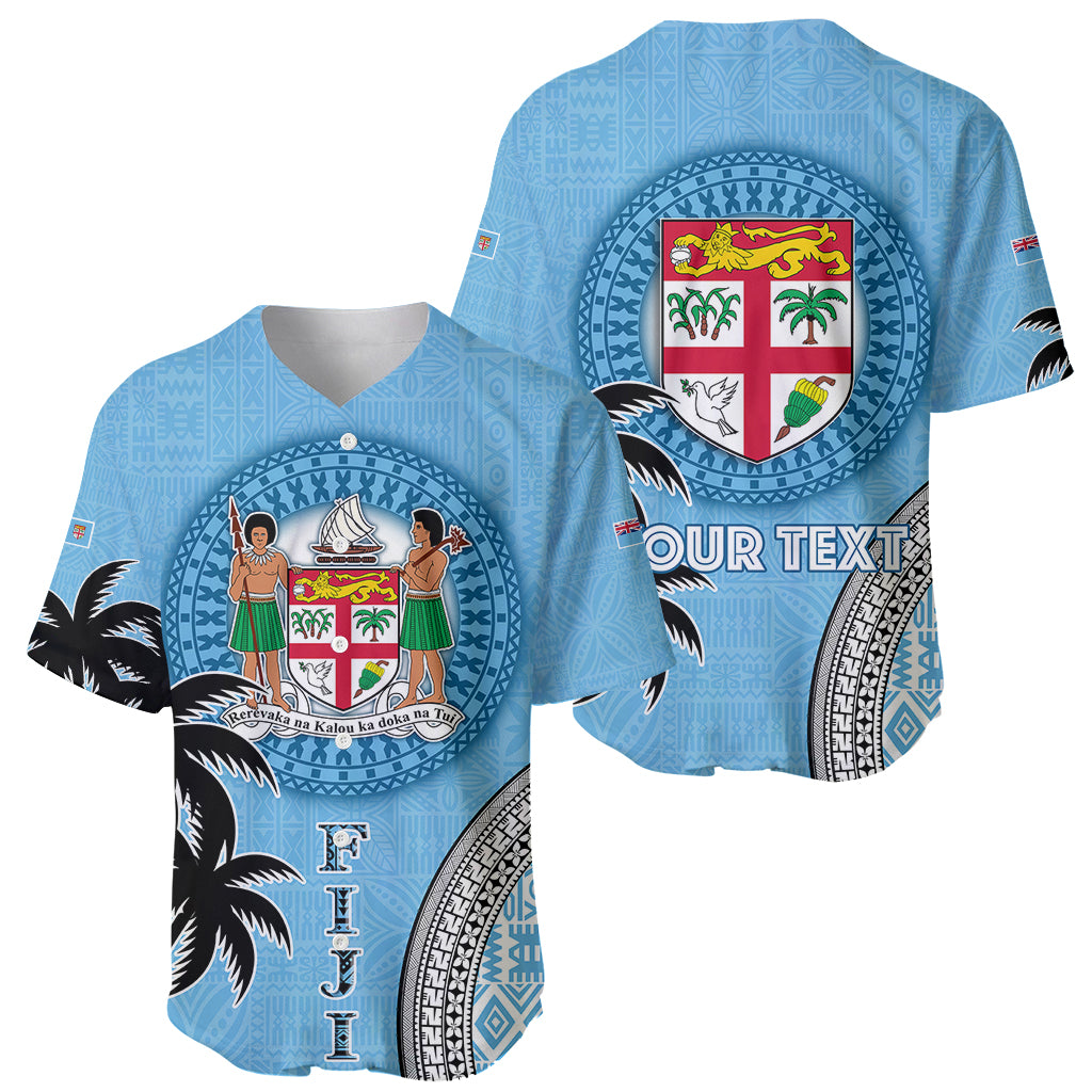 Personalised Fiji Baseball Jersey Tapa Pattern Fijian Coat of Arms and Palm Tree LT03 - Polynesian Pride