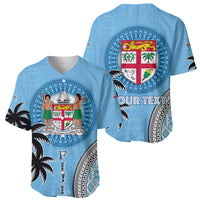 Personalised Fiji Baseball Jersey Tapa Pattern Fijian Coat of Arms and Palm Tree LT03 - Polynesian Pride