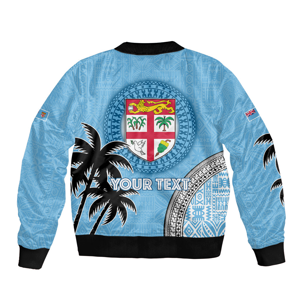 Personalised Fiji Bomber Jacket Tapa Pattern Fijian Coat of Arms and Palm Tree LT03 - Polynesian Pride