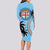 Personalised Fiji Long Sleeve Bodycon Dress Tapa Pattern Fijian Coat of Arms and Palm Tree LT03 - Polynesian Pride