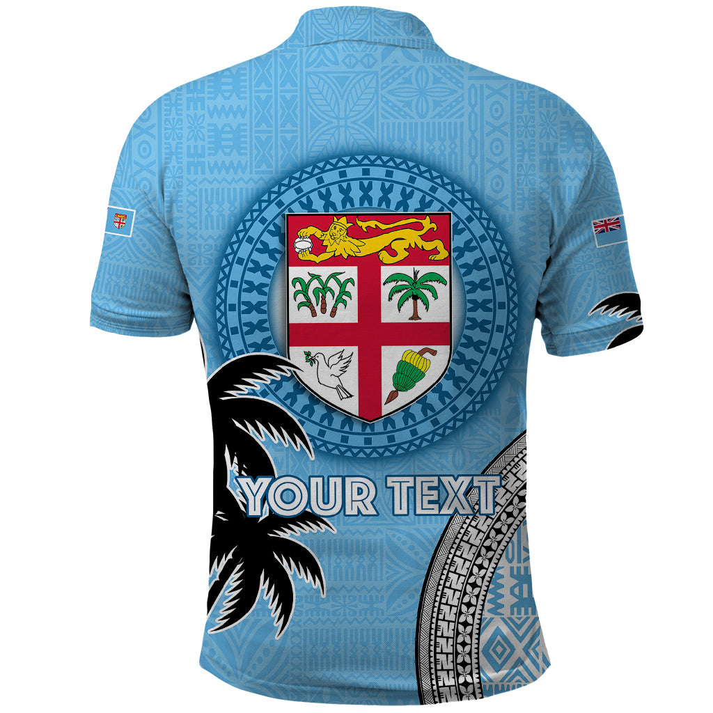 Personalised Fiji Polo Shirt Tapa Pattern Fijian Coat of Arms and Palm Tree LT03 - Polynesian Pride