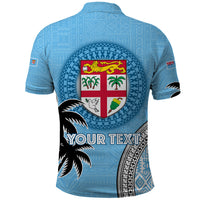 Personalised Fiji Polo Shirt Tapa Pattern Fijian Coat of Arms and Palm Tree LT03 - Polynesian Pride
