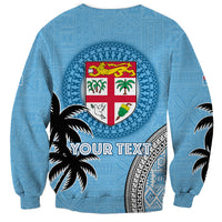 Personalised Fiji Sweatshirt Tapa Pattern Fijian Coat of Arms and Palm Tree LT03 - Polynesian Pride