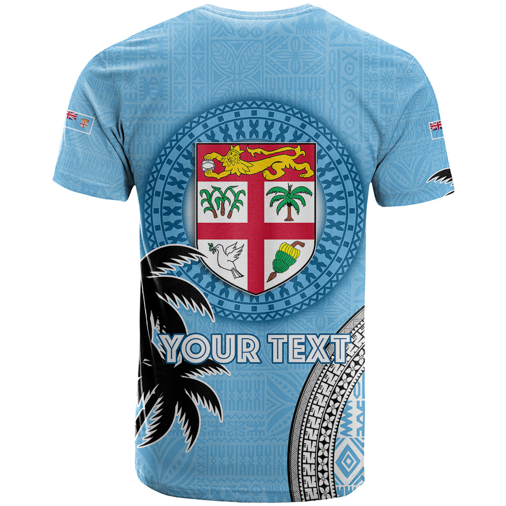 Personalised Fiji T Shirt Tapa Pattern Fijian Coat of Arms and Palm Tree LT03 - Polynesian Pride