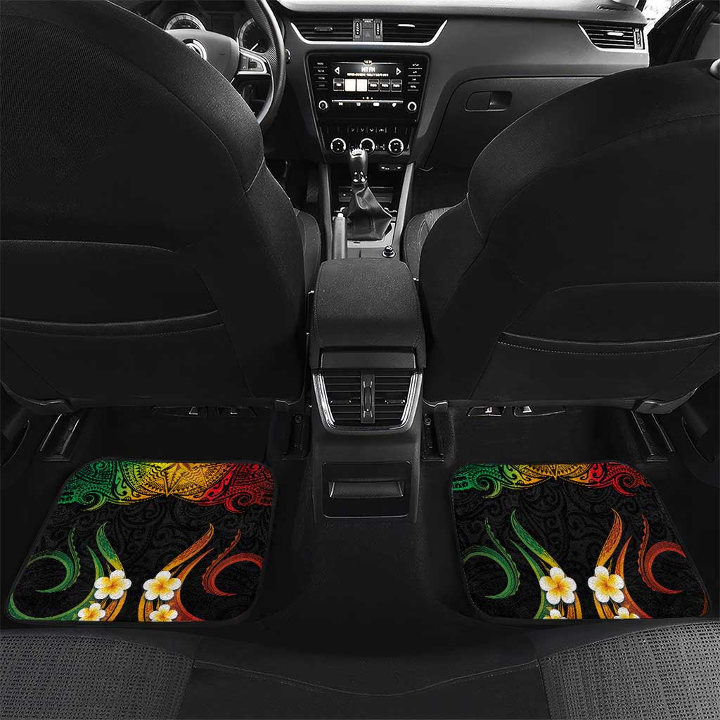Personalised Chuuk Independence Day Car Mats Polynesian Tattoo and Plumeria Reggae Color