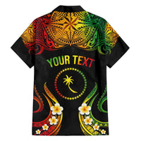 Personalised Chuuk Independence Day Family Matching Off The Shoulder Long Sleeve Dress and Hawaiian Shirt Polynesian Tattoo and Plumeria Reggae Color