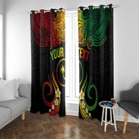 Personalised Chuuk Independence Day Window Curtain Polynesian Tattoo and Plumeria Reggae Color