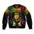 Personalised New Caledonia Independence Day Bomber Jacket Polynesian Tattoo and Plumeria Reggae Color