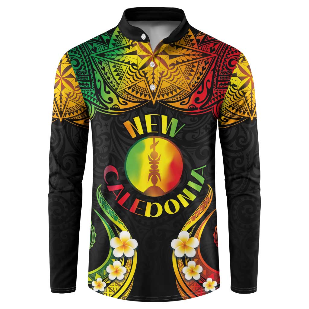 Personalised New Caledonia Independence Day Button Sweatshirt Polynesian Tattoo and Plumeria Reggae Color LT03 Reggae - Polynesian Pride