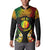 Personalised New Caledonia Independence Day Button Sweatshirt Polynesian Tattoo and Plumeria Reggae Color