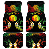 Personalised New Caledonia Independence Day Car Mats Polynesian Tattoo and Plumeria Reggae Color