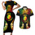 Personalised New Caledonia Independence Day Couples Matching Short Sleeve Bodycon Dress and Hawaiian Shirt Polynesian Tattoo and Plumeria Reggae Color