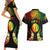 Personalised New Caledonia Independence Day Couples Matching Short Sleeve Bodycon Dress and Hawaiian Shirt Polynesian Tattoo and Plumeria Reggae Color