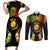 Personalised New Caledonia Independence Day Couples Matching Short Sleeve Bodycon Dress and Long Sleeve Button Shirt Polynesian Tattoo and Plumeria Reggae Color