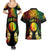 Personalised New Caledonia Independence Day Couples Matching Summer Maxi Dress and Hawaiian Shirt Polynesian Tattoo and Plumeria Reggae Color