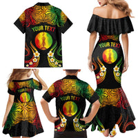 Personalised New Caledonia Independence Day Family Matching Mermaid Dress and Hawaiian Shirt Polynesian Tattoo and Plumeria Reggae Color LT03 - Polynesian Pride