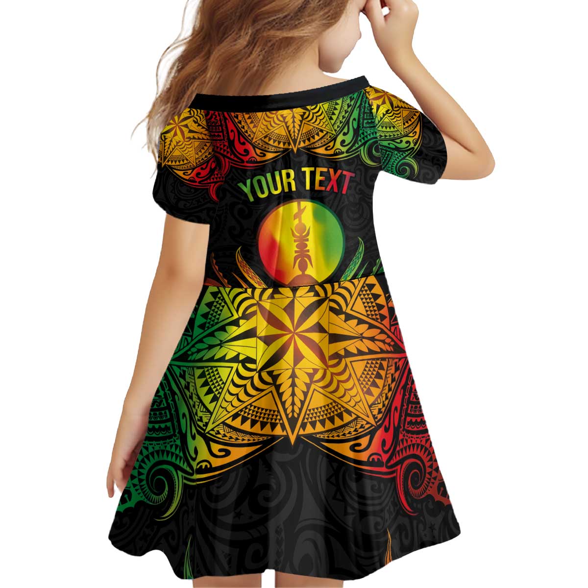 Personalised New Caledonia Independence Day Family Matching Off Shoulder Short Dress and Hawaiian Shirt Polynesian Tattoo and Plumeria Reggae Color LT03 - Polynesian Pride