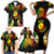 Personalised New Caledonia Independence Day Family Matching Short Sleeve Bodycon Dress and Hawaiian Shirt Polynesian Tattoo and Plumeria Reggae Color