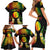 Personalised New Caledonia Independence Day Family Matching Short Sleeve Bodycon Dress and Hawaiian Shirt Polynesian Tattoo and Plumeria Reggae Color