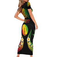 Personalised New Caledonia Independence Day Family Matching Short Sleeve Bodycon Dress and Hawaiian Shirt Polynesian Tattoo and Plumeria Reggae Color LT03 - Polynesian Pride
