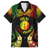 Personalised New Caledonia Independence Day Family Matching Tank Maxi Dress and Hawaiian Shirt Polynesian Tattoo and Plumeria Reggae Color LT03 Dad's Shirt - Short Sleeve Reggae - Polynesian Pride