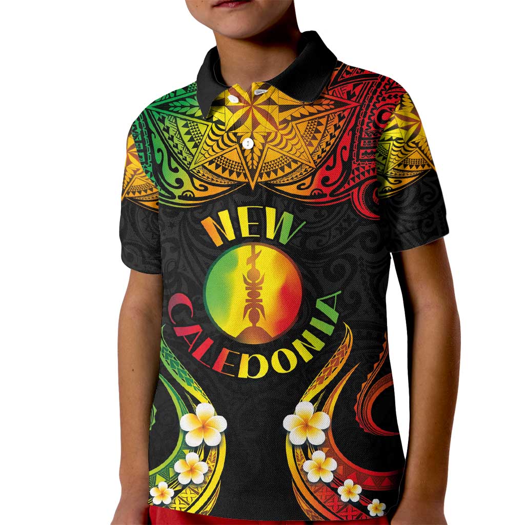 Personalised New Caledonia Independence Day Kid Polo Shirt Polynesian Tattoo and Plumeria Reggae Color LT03 Kid Reggae - Polynesian Pride