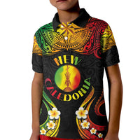 Personalised New Caledonia Independence Day Kid Polo Shirt Polynesian Tattoo and Plumeria Reggae Color LT03 Kid Reggae - Polynesian Pride