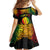 Personalised New Caledonia Independence Day Kid Short Sleeve Dress Polynesian Tattoo and Plumeria Reggae Color