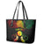 Personalised New Caledonia Independence Day Leather Tote Bag Polynesian Tattoo and Plumeria Reggae Color