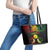 Personalised New Caledonia Independence Day Leather Tote Bag Polynesian Tattoo and Plumeria Reggae Color