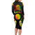 Personalised New Caledonia Independence Day Long Sleeve Bodycon Dress Polynesian Tattoo and Plumeria Reggae Color