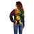 Personalised New Caledonia Independence Day Off Shoulder Sweater Polynesian Tattoo and Plumeria Reggae Color