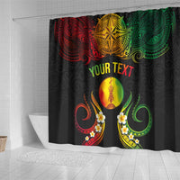 Personalised New Caledonia Independence Day Shower Curtain Polynesian Tattoo and Plumeria Reggae Color LT03 - Polynesian Pride