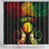 Personalised New Caledonia Independence Day Shower Curtain Polynesian Tattoo and Plumeria Reggae Color LT03 - Polynesian Pride