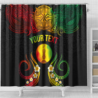 Personalised New Caledonia Independence Day Shower Curtain Polynesian Tattoo and Plumeria Reggae Color LT03 - Polynesian Pride