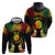 Personalised New Caledonia Independence Day Zip Hoodie Polynesian Tattoo and Plumeria Reggae Color