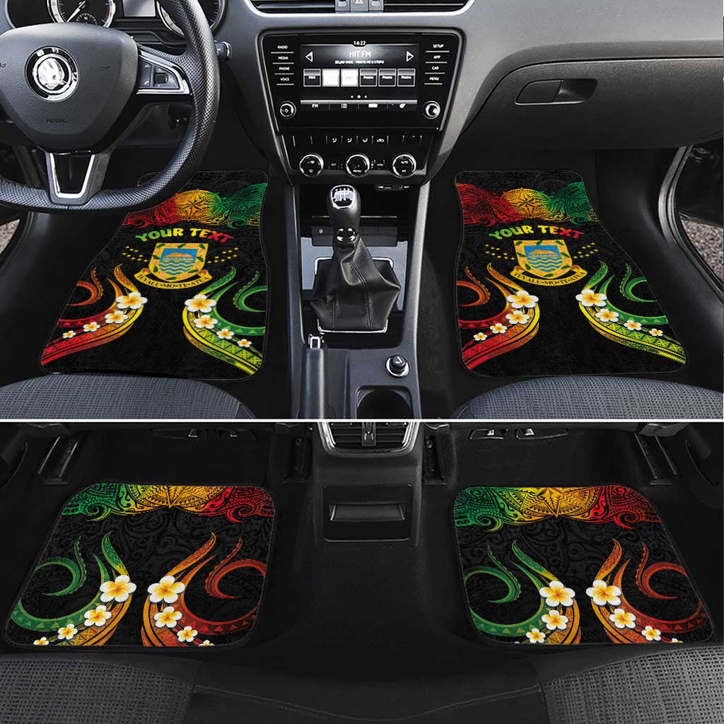 Personalised Tuvalu Independence Day Car Mats Polynesian Tattoo and Plumeria Reggae Color