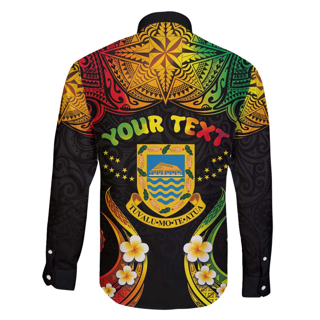 Personalised Tuvalu Independence Day Family Matching Mermaid Dress and Hawaiian Shirt Polynesian Tattoo and Plumeria Reggae Color