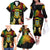 Personalised Tuvalu Independence Day Family Matching Off The Shoulder Long Sleeve Dress and Hawaiian Shirt Polynesian Tattoo and Plumeria Reggae Color