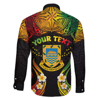 Personalised Tuvalu Independence Day Family Matching Off Shoulder Short Dress and Hawaiian Shirt Polynesian Tattoo and Plumeria Reggae Color