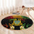 Personalised Tuvalu Independence Day Round Carpet Polynesian Tattoo and Plumeria Reggae Color