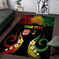 Personalised Malampa Fiji Day Area Rug Polynesian Tattoo and Plumeria Reggae Color