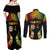 Personalised Malampa Fiji Day Couples Matching Off Shoulder Maxi Dress and Long Sleeve Button Shirt Polynesian Tattoo and Plumeria Reggae Color